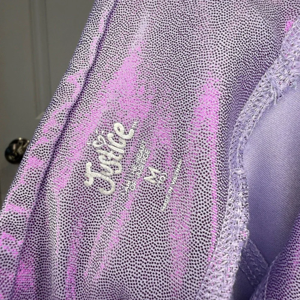 Justice‎ Girls Purple Teal Metallic Shimmer Colorblock Leggings Size M 10
